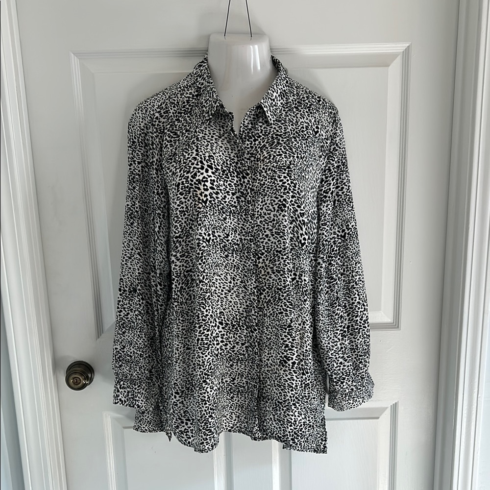 Black and White Animal Print Blouse